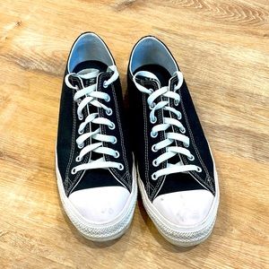Men’s size 10.5 Chuck Taylor Converse shoes, classic black and white